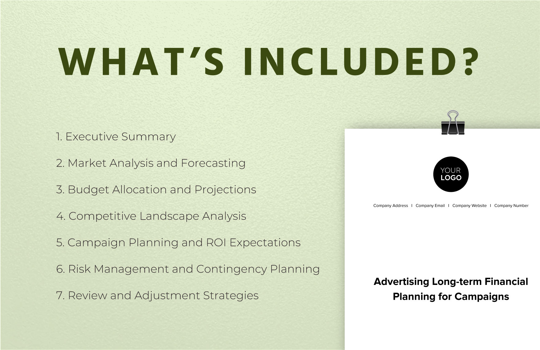 Advertising Long-term Financial Planning for Campaigns Template