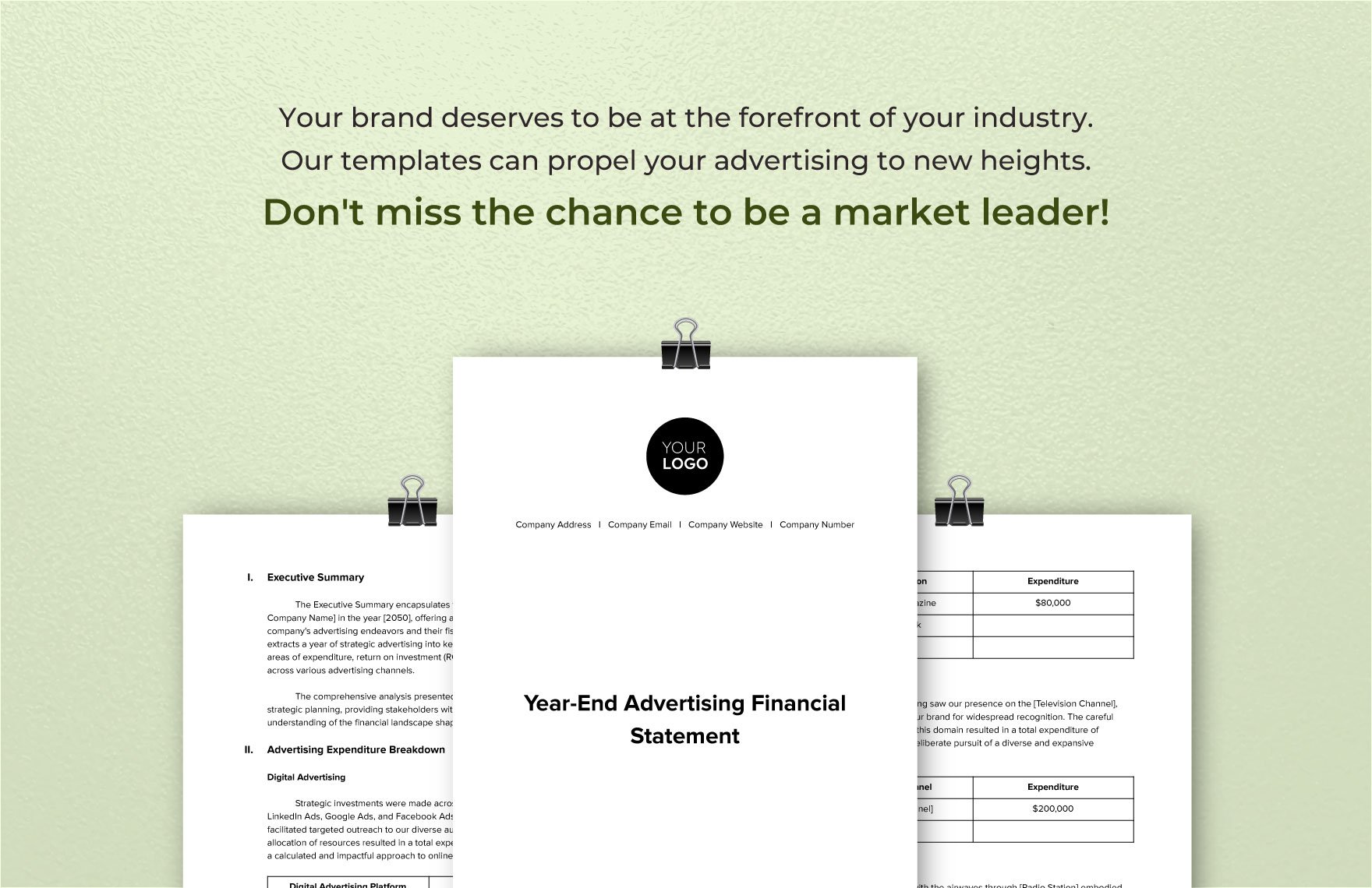 Year-End Advertising Financial Statement Template