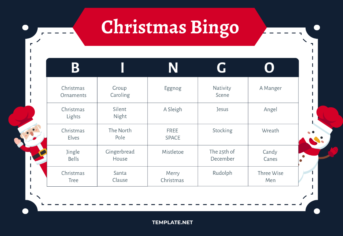 Christmas Bingo Card Template