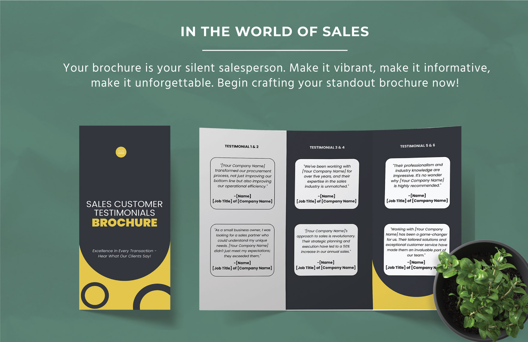 Sales Customer Testimonials Brochure  Template