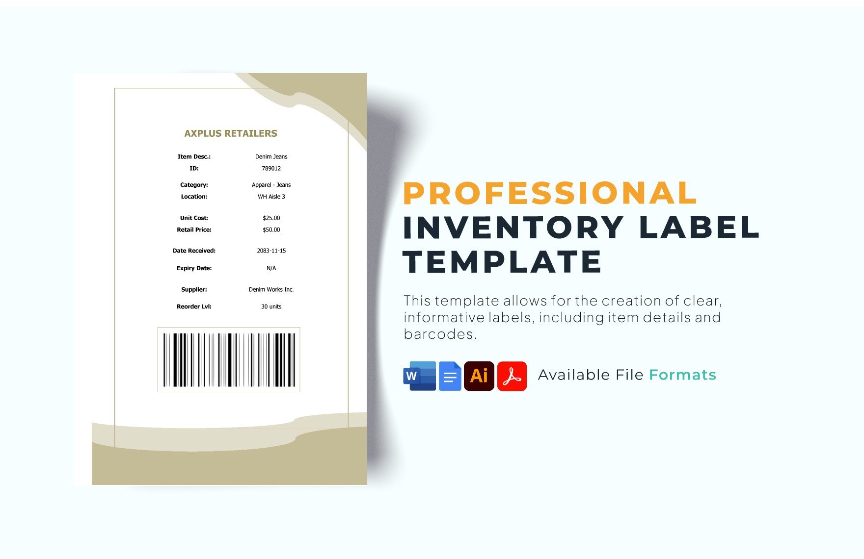 Free Inventory Label Template in Word, Google Docs, PDF, Illustrator