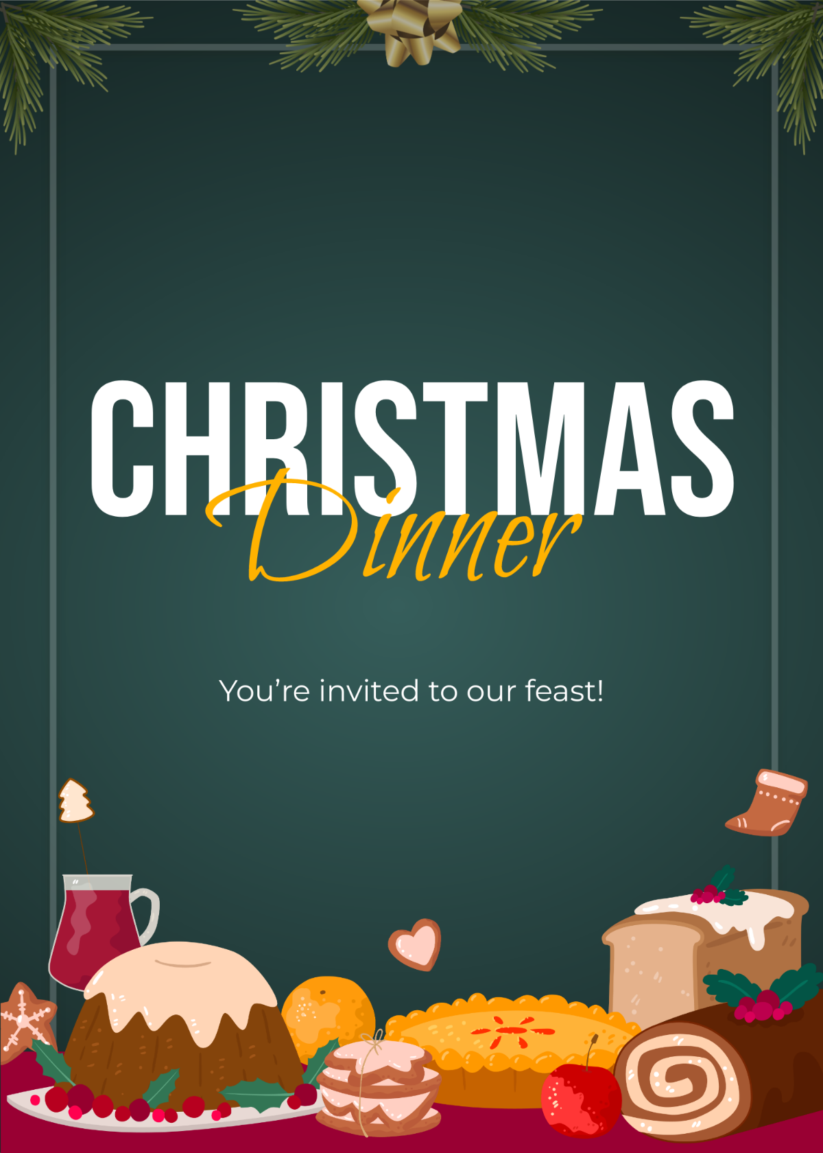 Free Simple Christmas Dinner Invitation Template