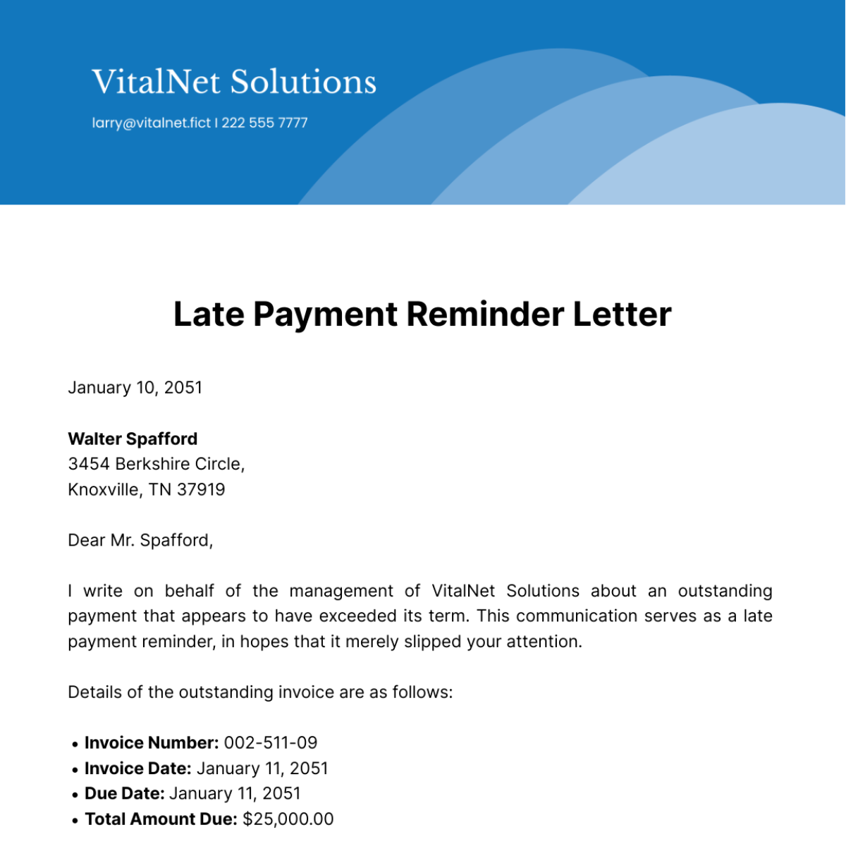 Late Payment Reminder Letter Template