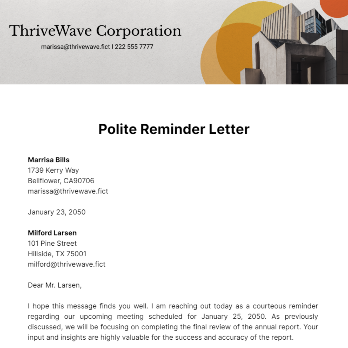 Free Polite reminder letter Template