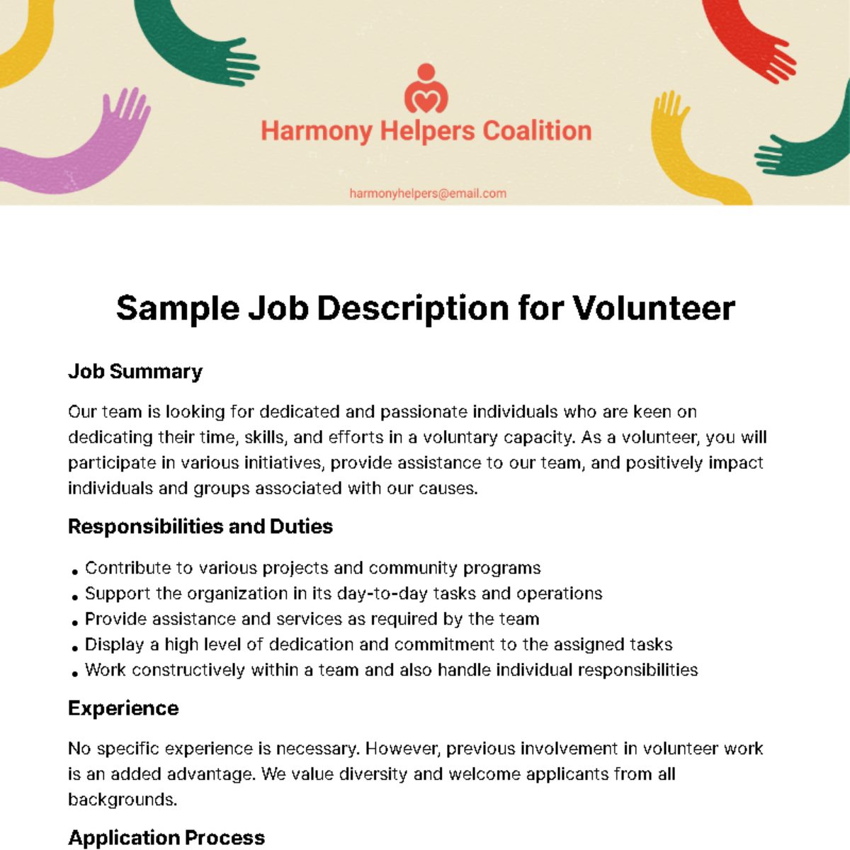 Sample Job Description For Volunteer Template Edit Online Download 