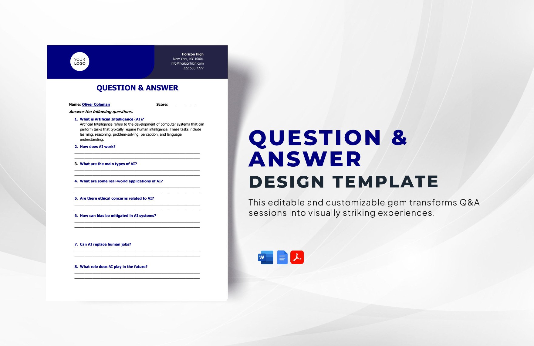 Free Question & Answer Design Template in Word, Google Docs, PDF