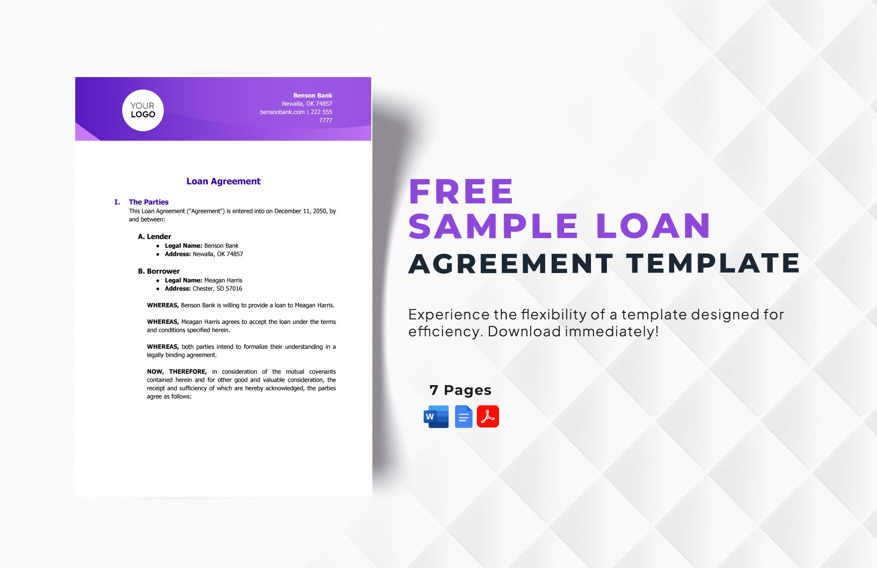 Free Sample Loan Agreement Template in Word, Google Docs, PDF