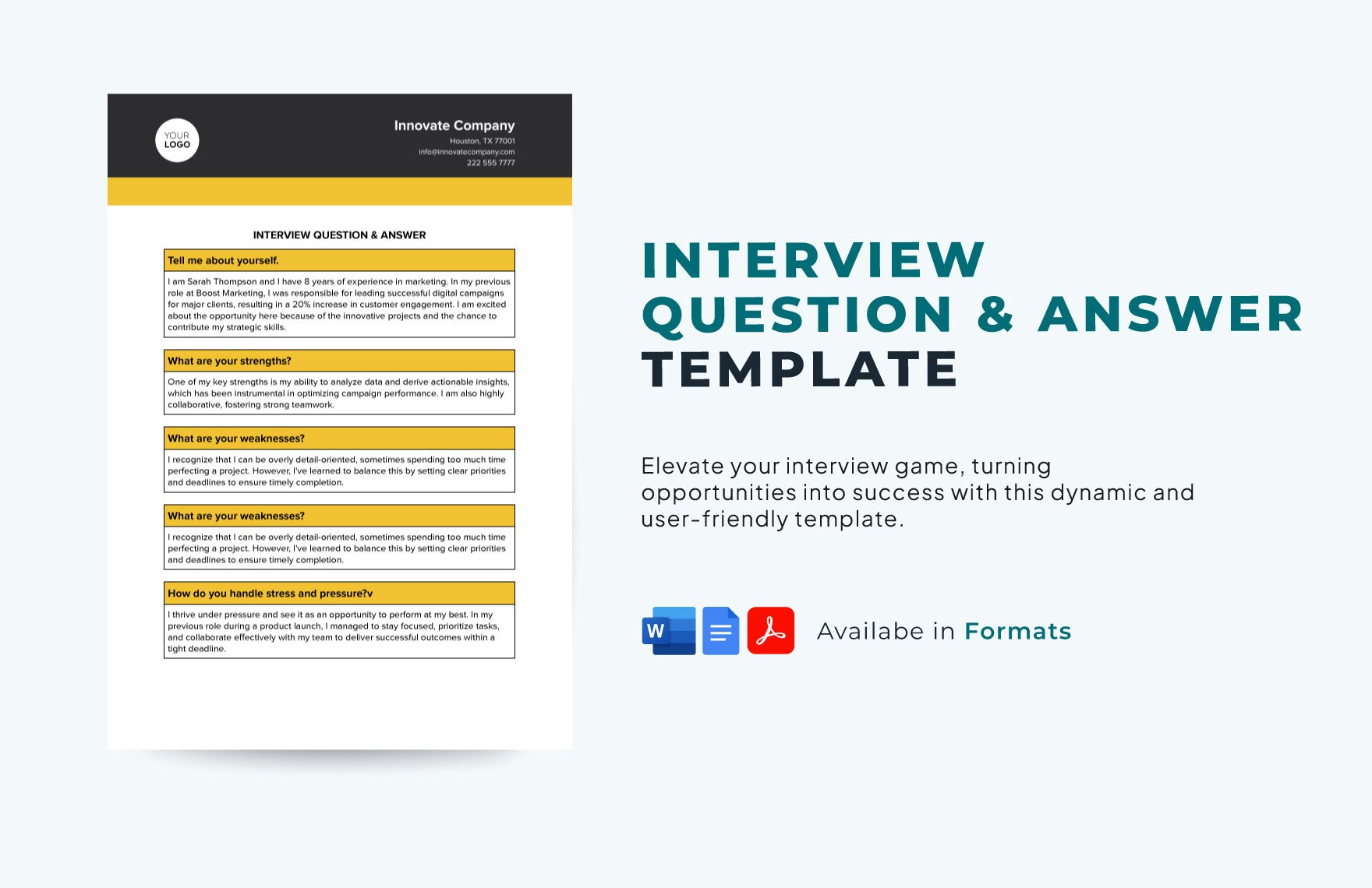 Free Interview Question & Answer Template