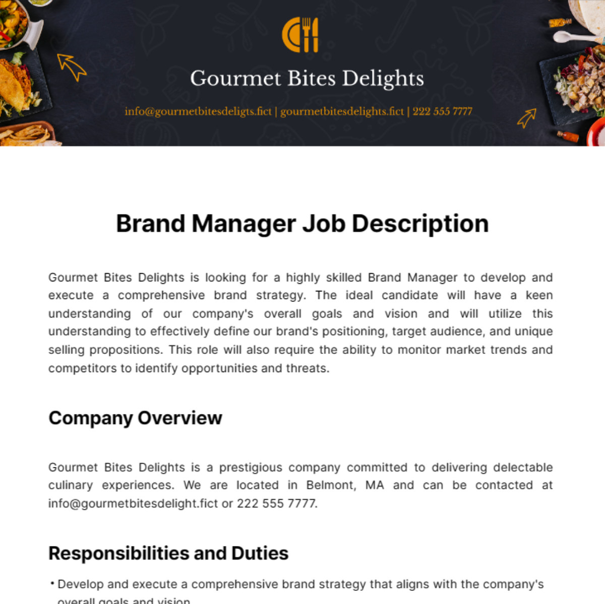 Brand Manager Job Description Template Edit Online Download Example 