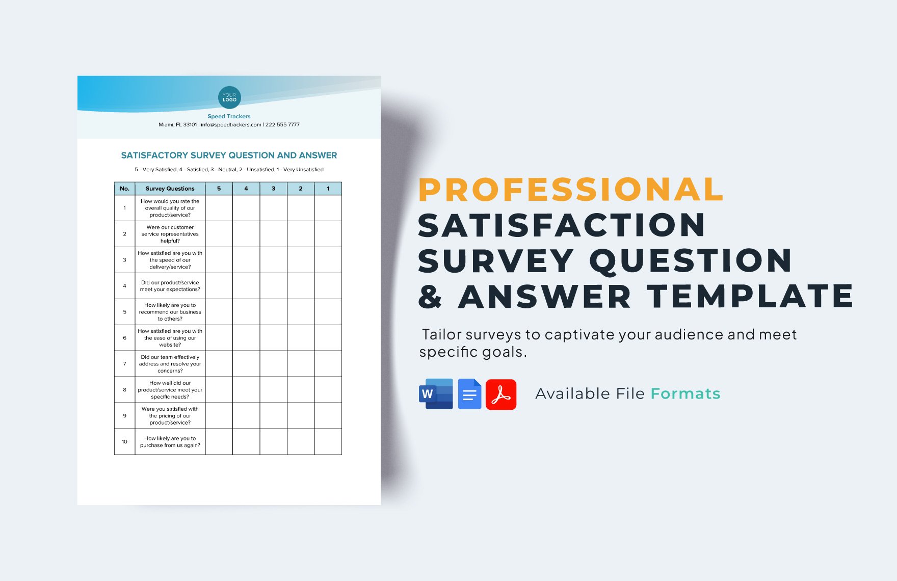 Free Satisfaction Survey Question & Answer Template in Word, Google Docs, PDF