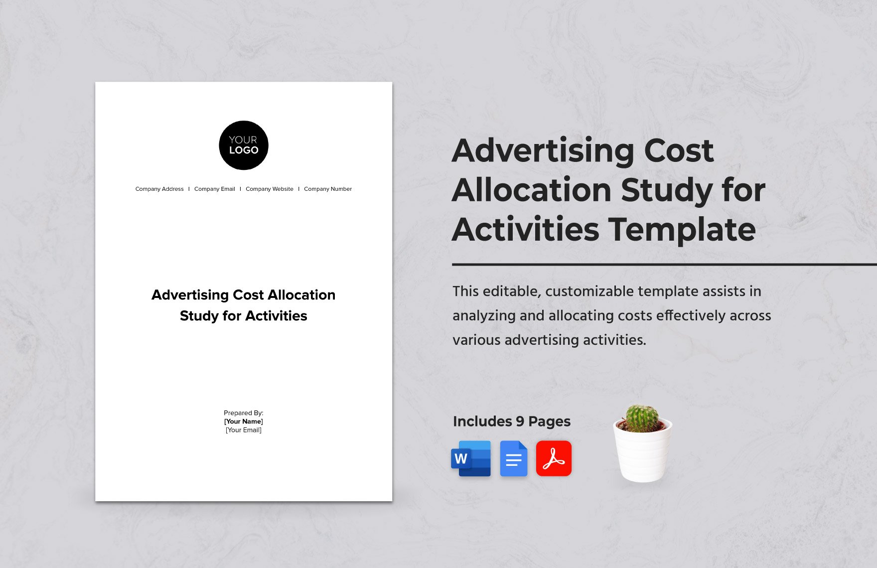 Advertising Cost Allocation Study for Activities Template in Word, Google Docs, PDF