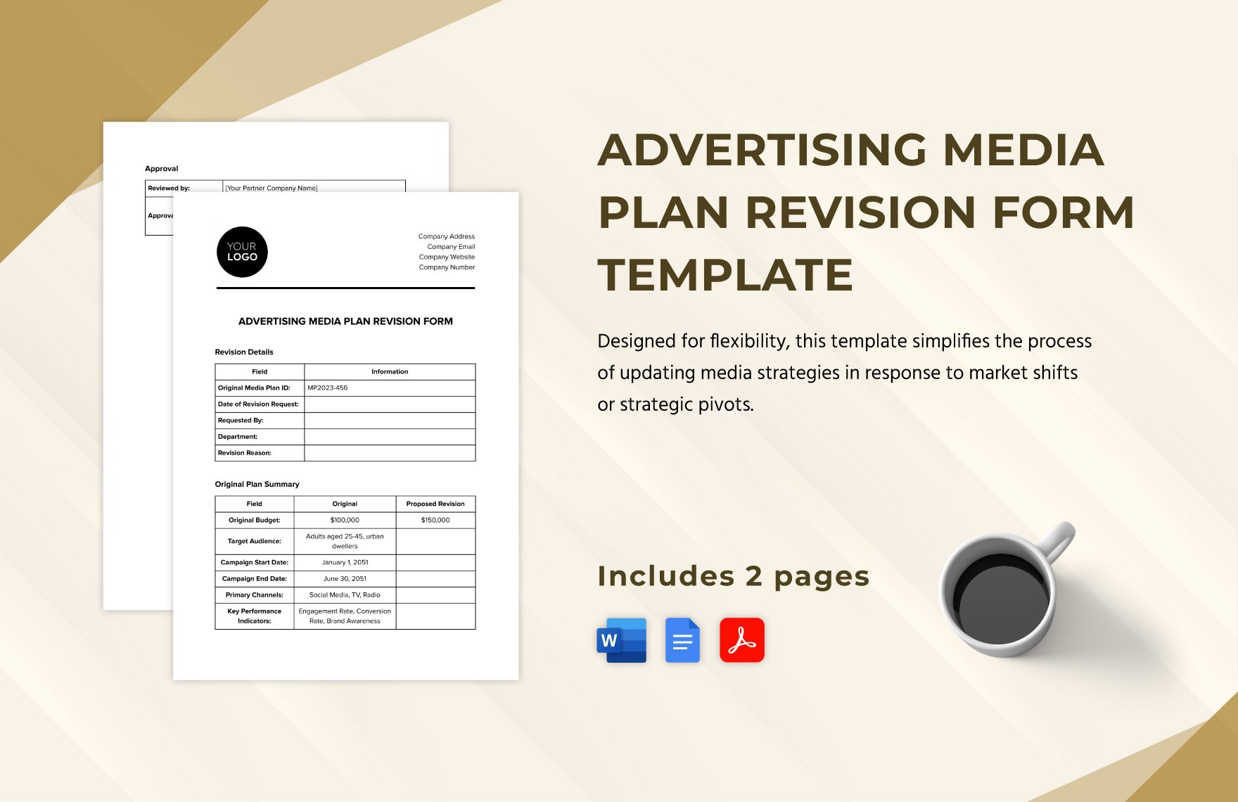Advertising Media Plan Revision Form Template in Word, Google Docs, PDF