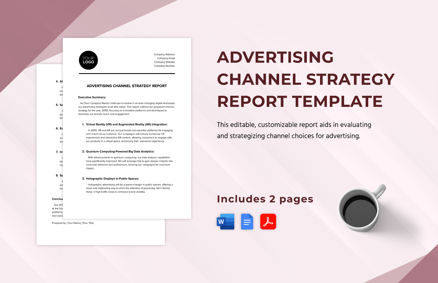 Advertising Channel Strategy Report Template in Word, Google Docs, PDF