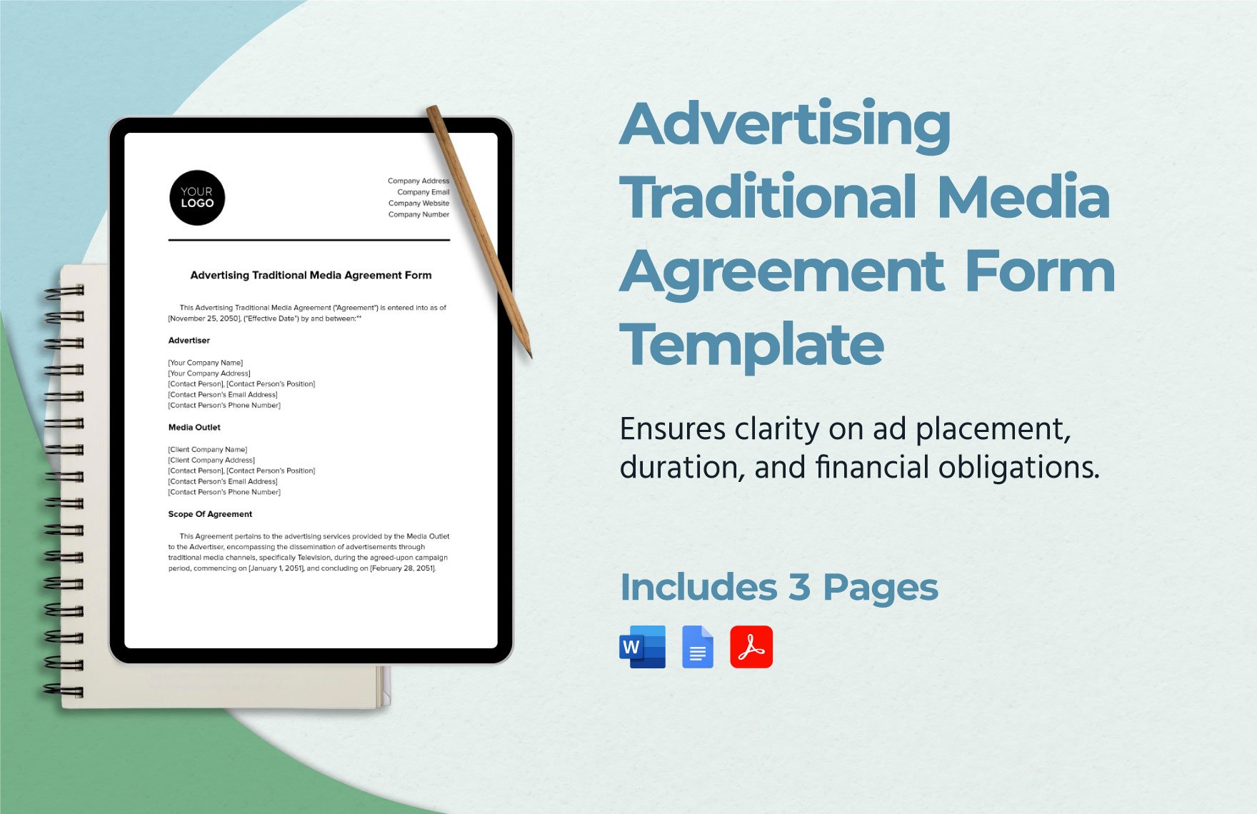 Advertising Traditional Media Agreement Form Template in Word, Google Docs, PDF