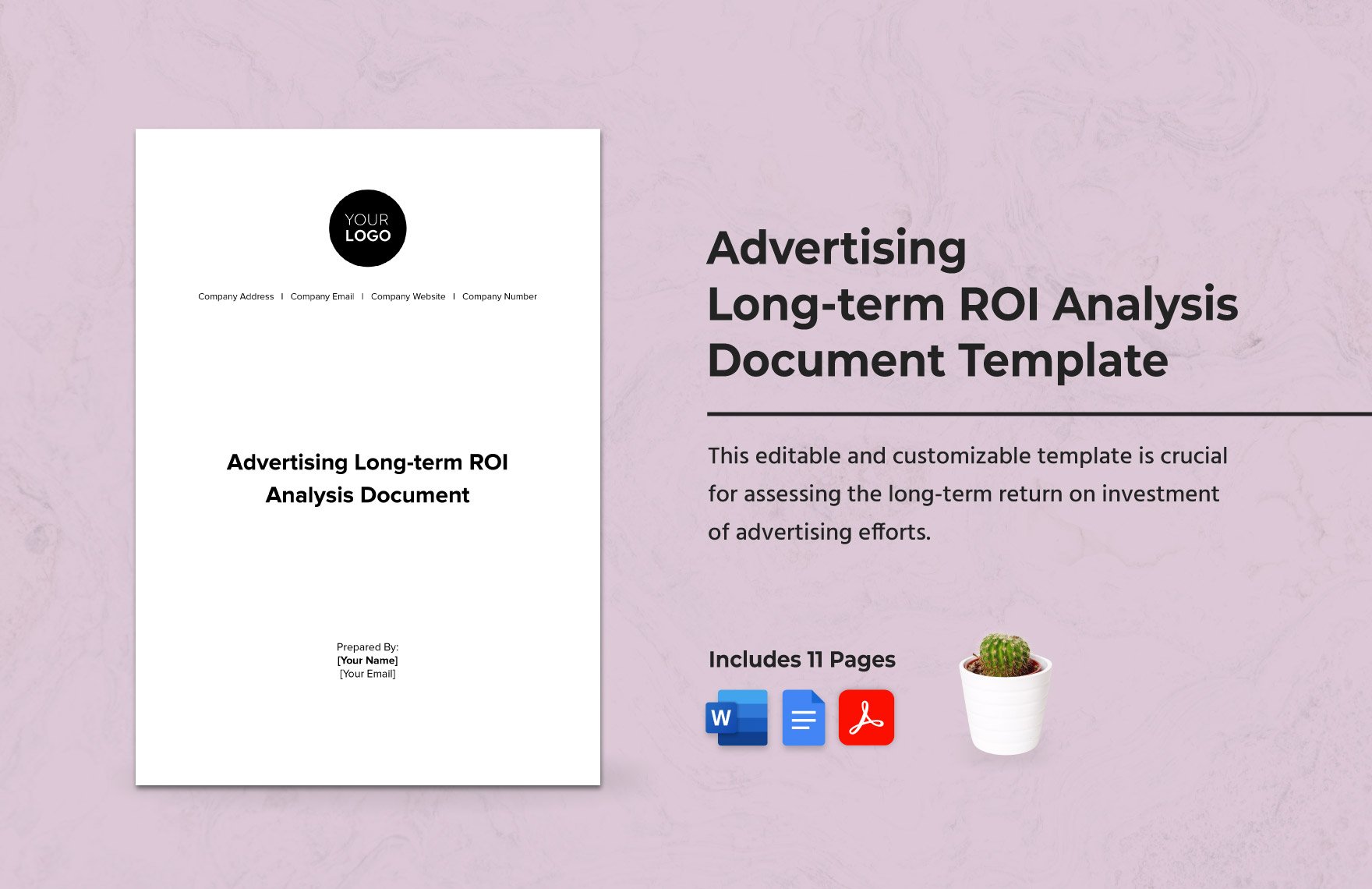 Advertising Long-term ROI Analysis Document Template in Word, Google Docs, PDF