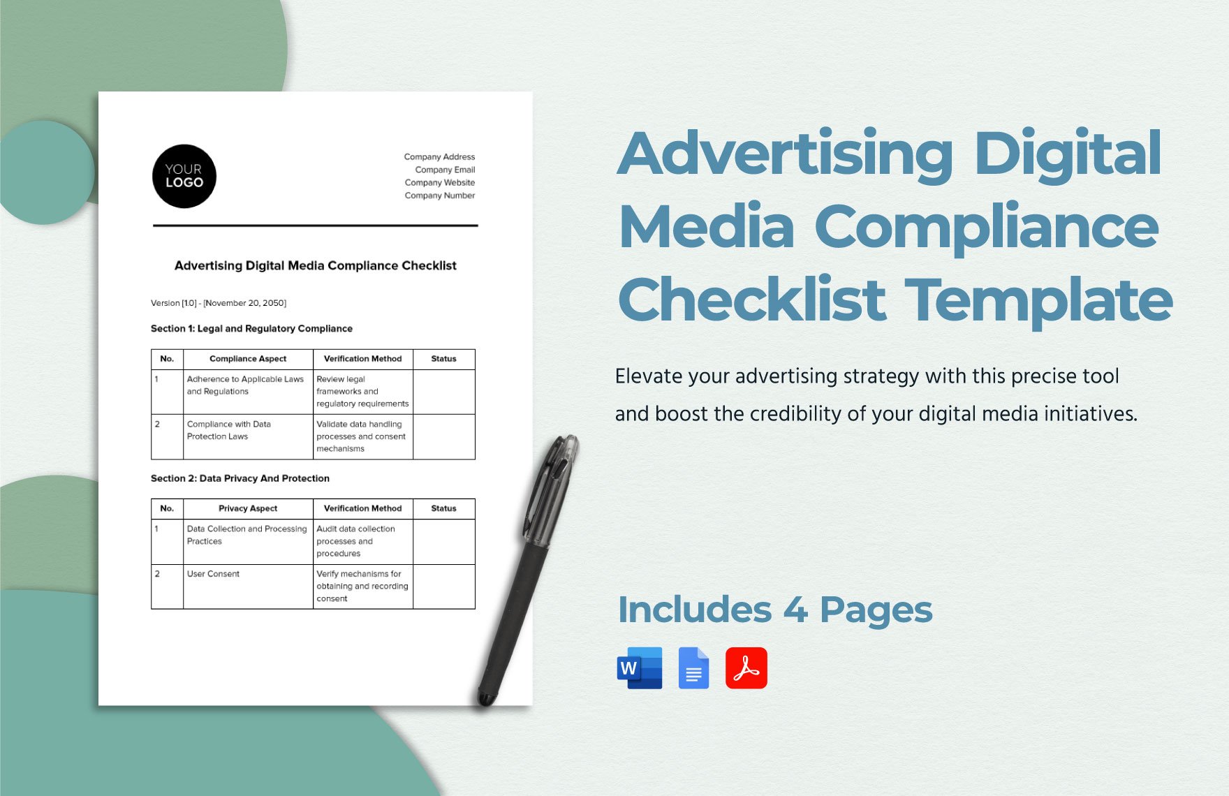 Advertising Digital Media Compliance Checklist Template