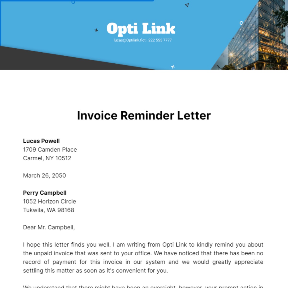 Free Invoice Reminder Letter Template