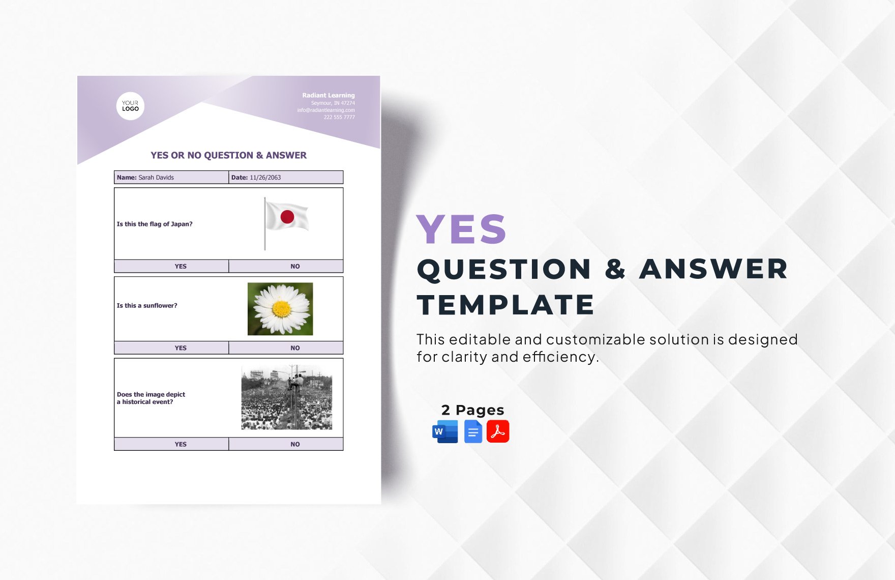 Yes or No Question & Answer Template