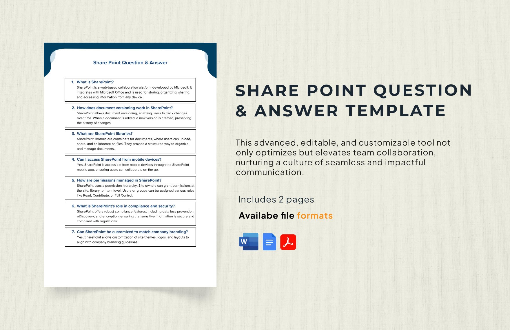 Free Share Point Question & Answer Template