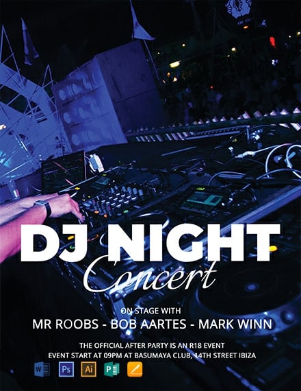 6 Free Dj Flyer Templates Word Doc Psd Indesign Apple Pages Publisher Illustrator Template Net