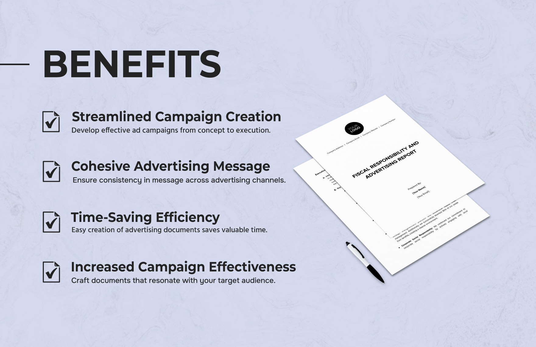 Fiscal Responsibility and Advertising Report Template