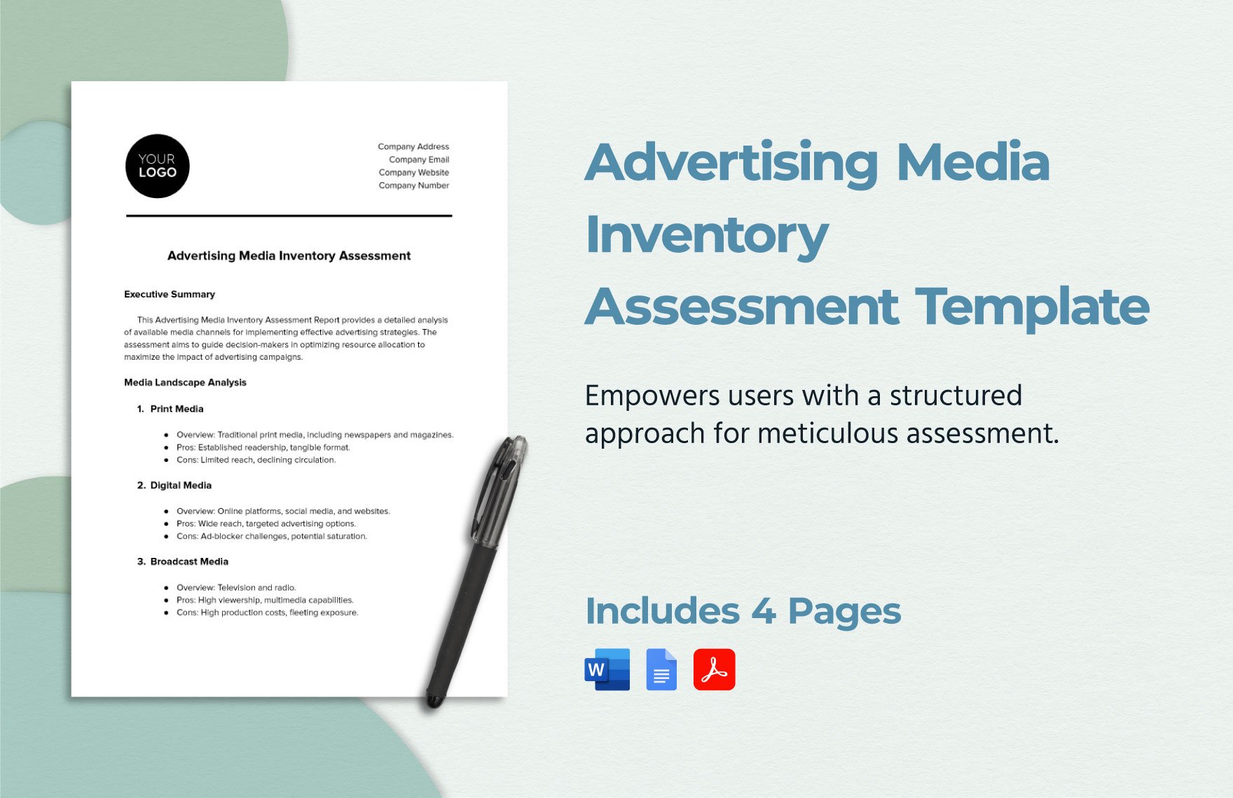 Advertising Media Inventory Assessment Template in Word, Google Docs, PDF