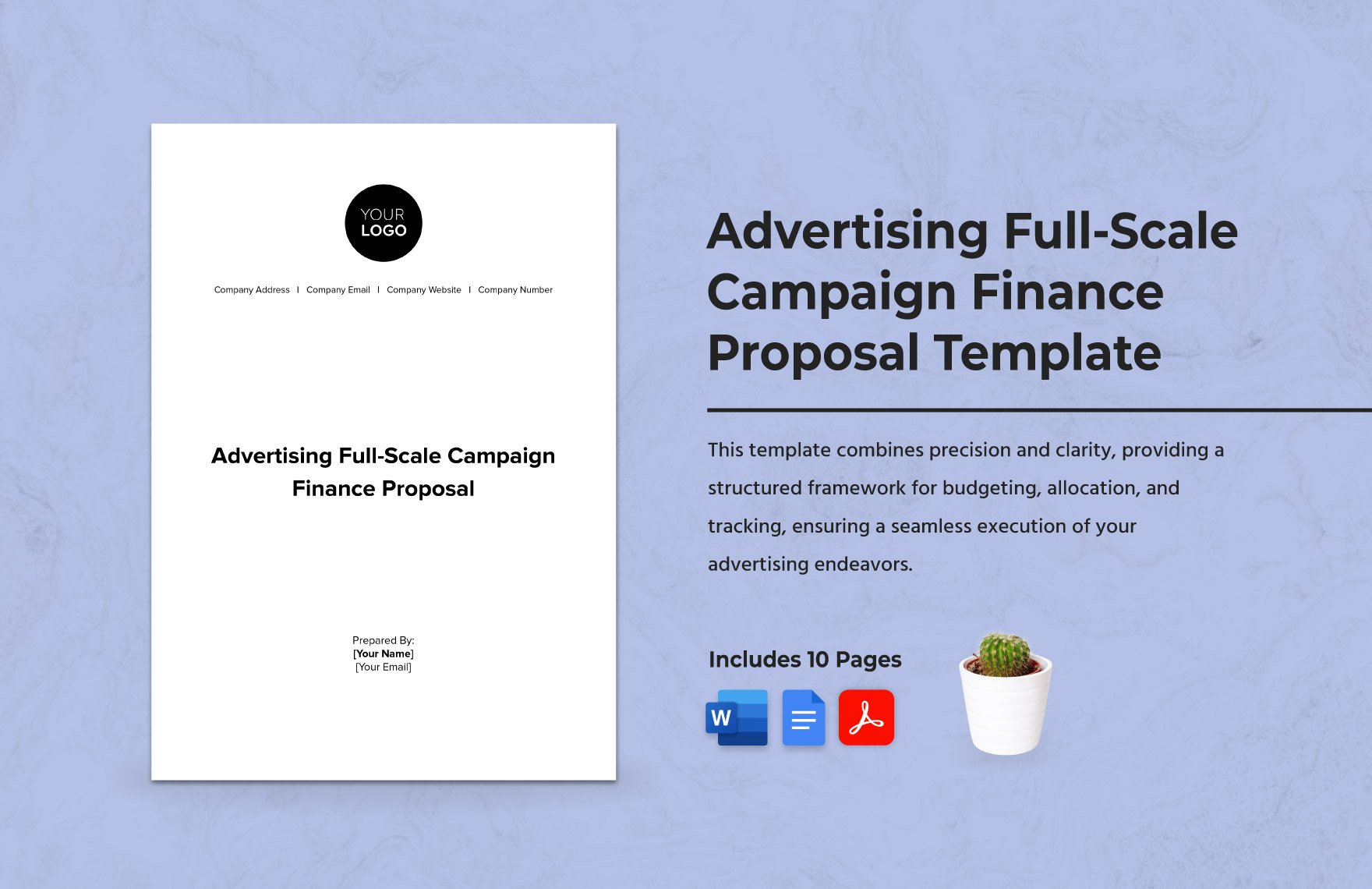 Advertising Full-Scale Campaign Finance Proposal Template in Word, Google Docs, PDF