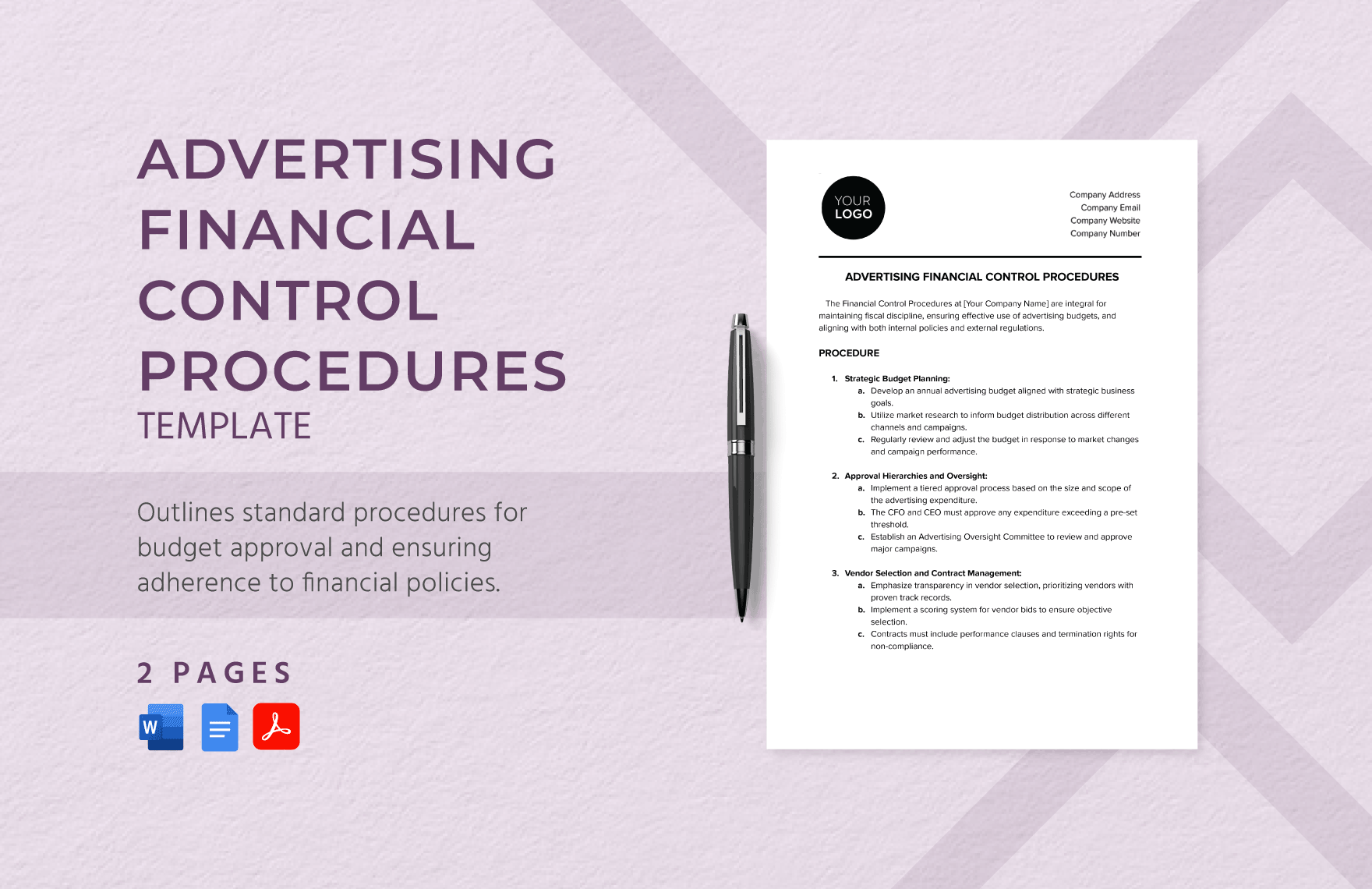 Advertising Financial Control Procedures Template in Word, Google Docs, PDF