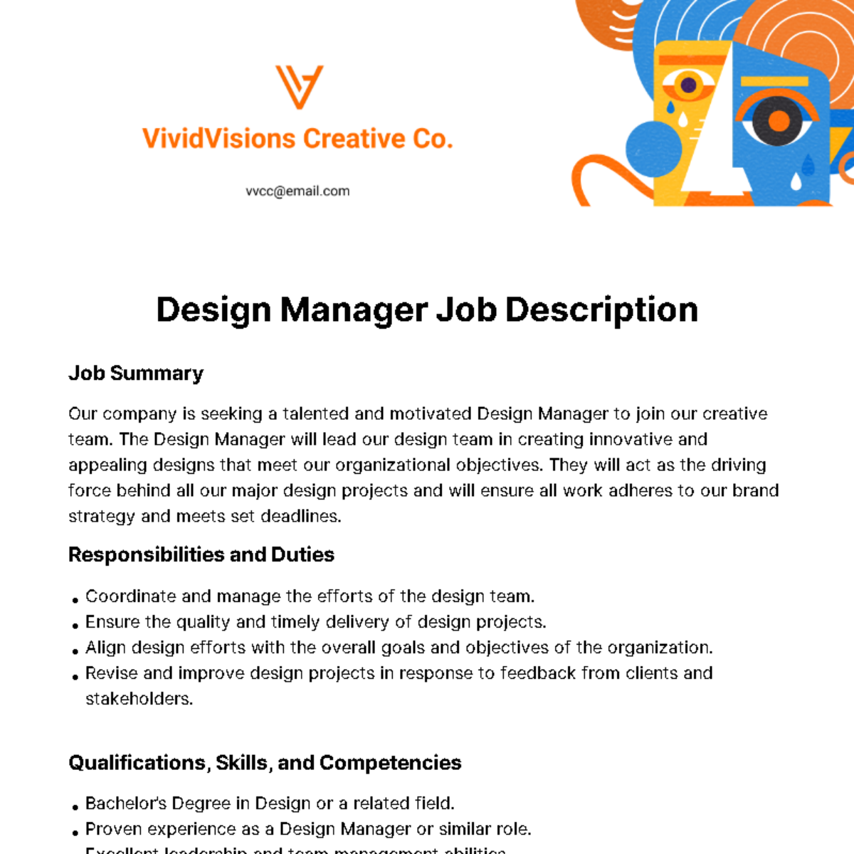 Design Manager Job Description Template