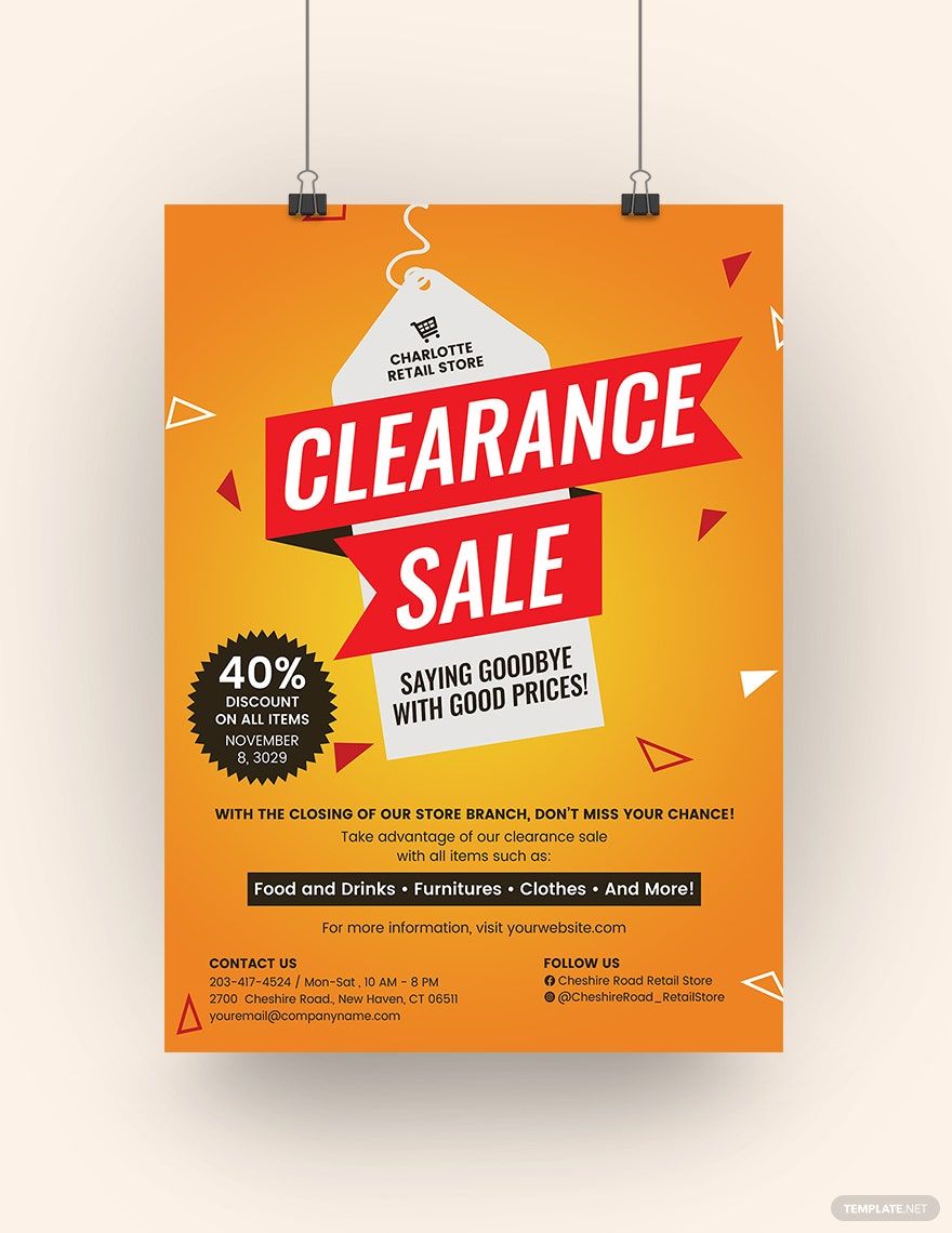 Clearance Sale Poster Template - Download in Illustrator, PSD, Apple Pages