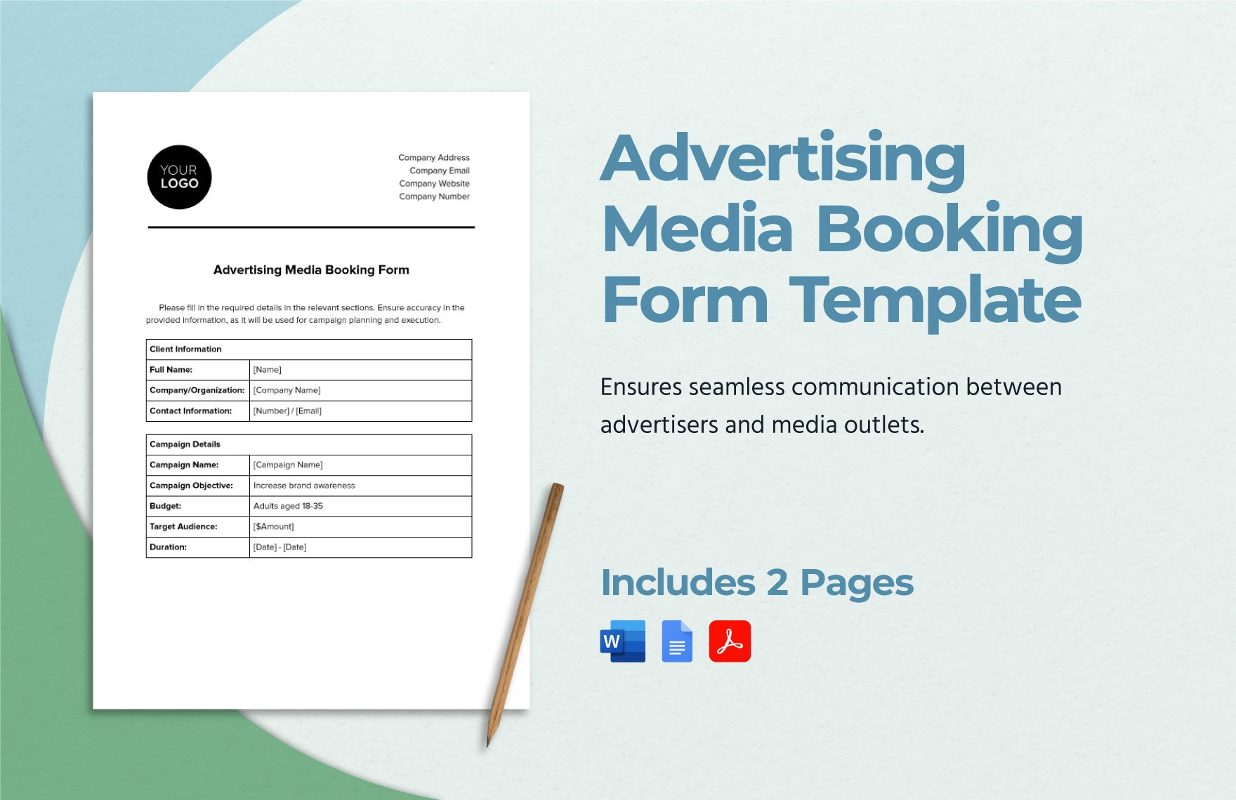Advertising Media Booking Form Template in Word, Google Docs, PDF