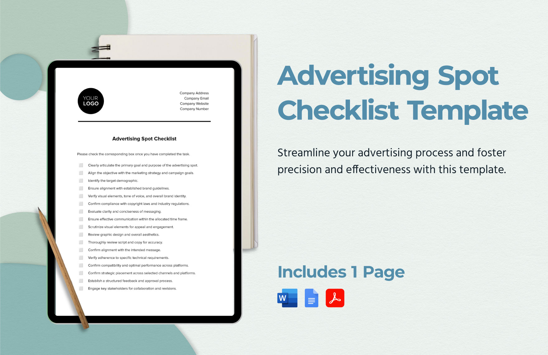 Advertising Spot Checklist Template in Word, Google Docs, PDF