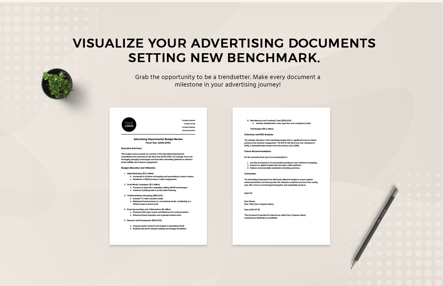 Advertising Departmental Budget Review Template