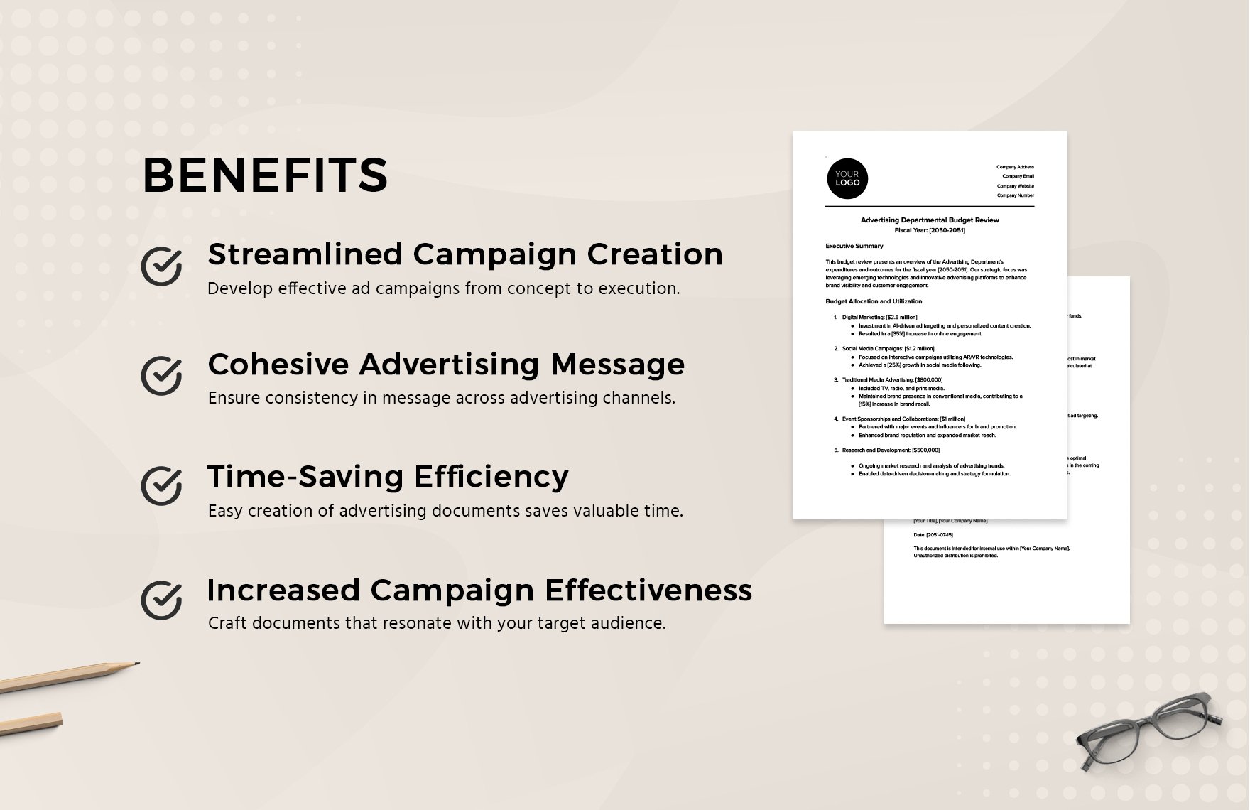 Advertising Departmental Budget Review Template