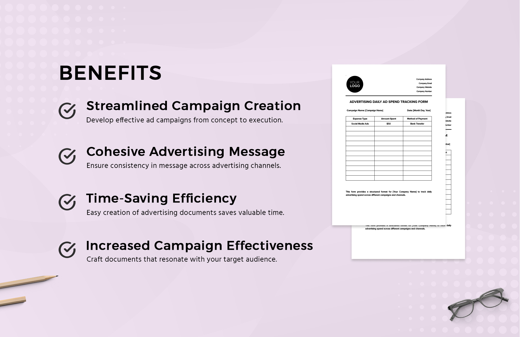 Advertising Daily Ad Spend Tracking Form Template