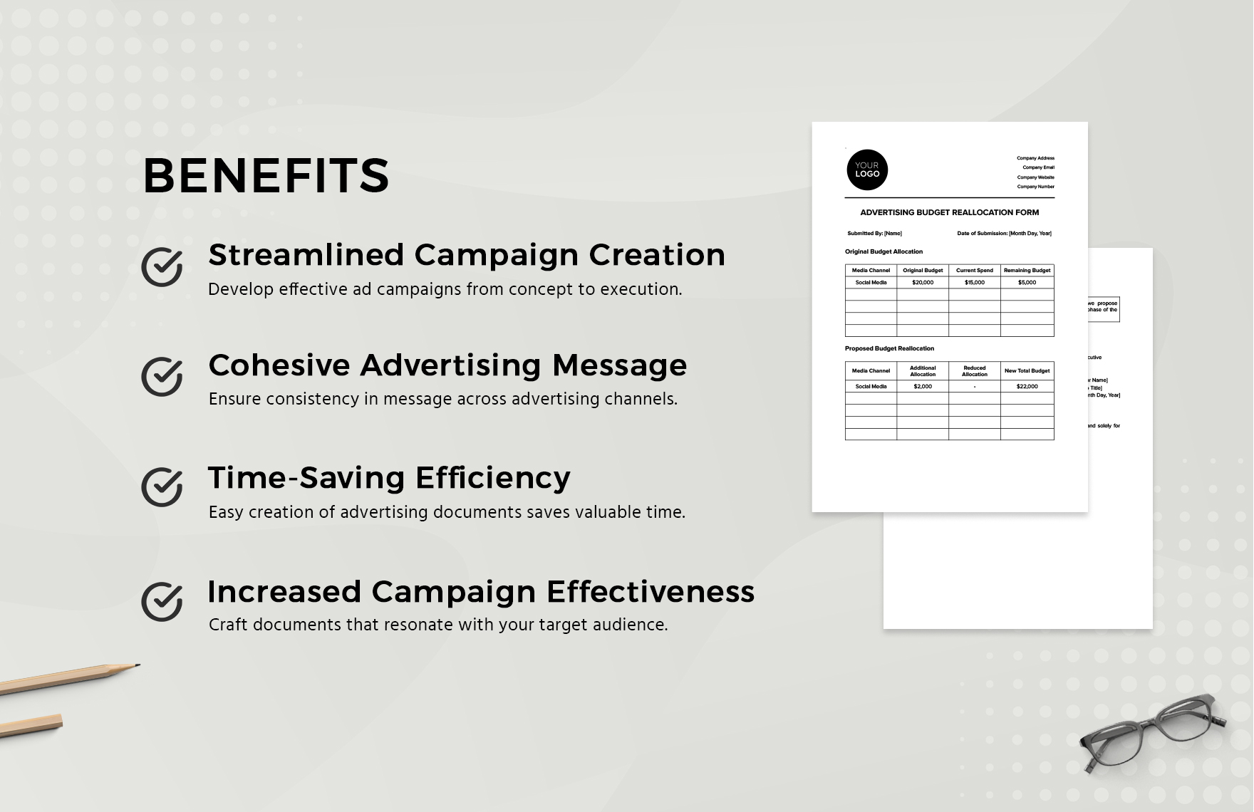 Advertising Budget Reallocation Form Template