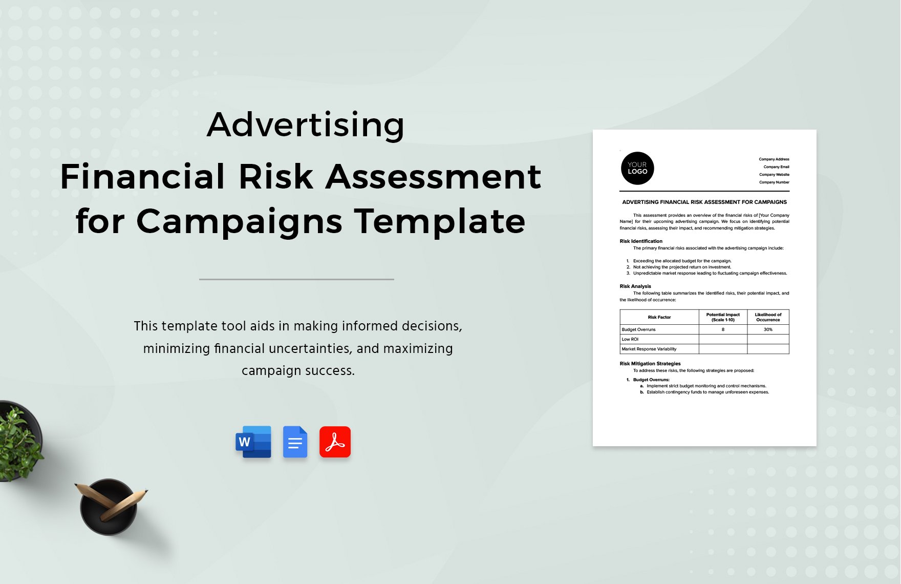 Advertising Financial Risk Assessment for Campaigns Template in Word, Google Docs, PDF