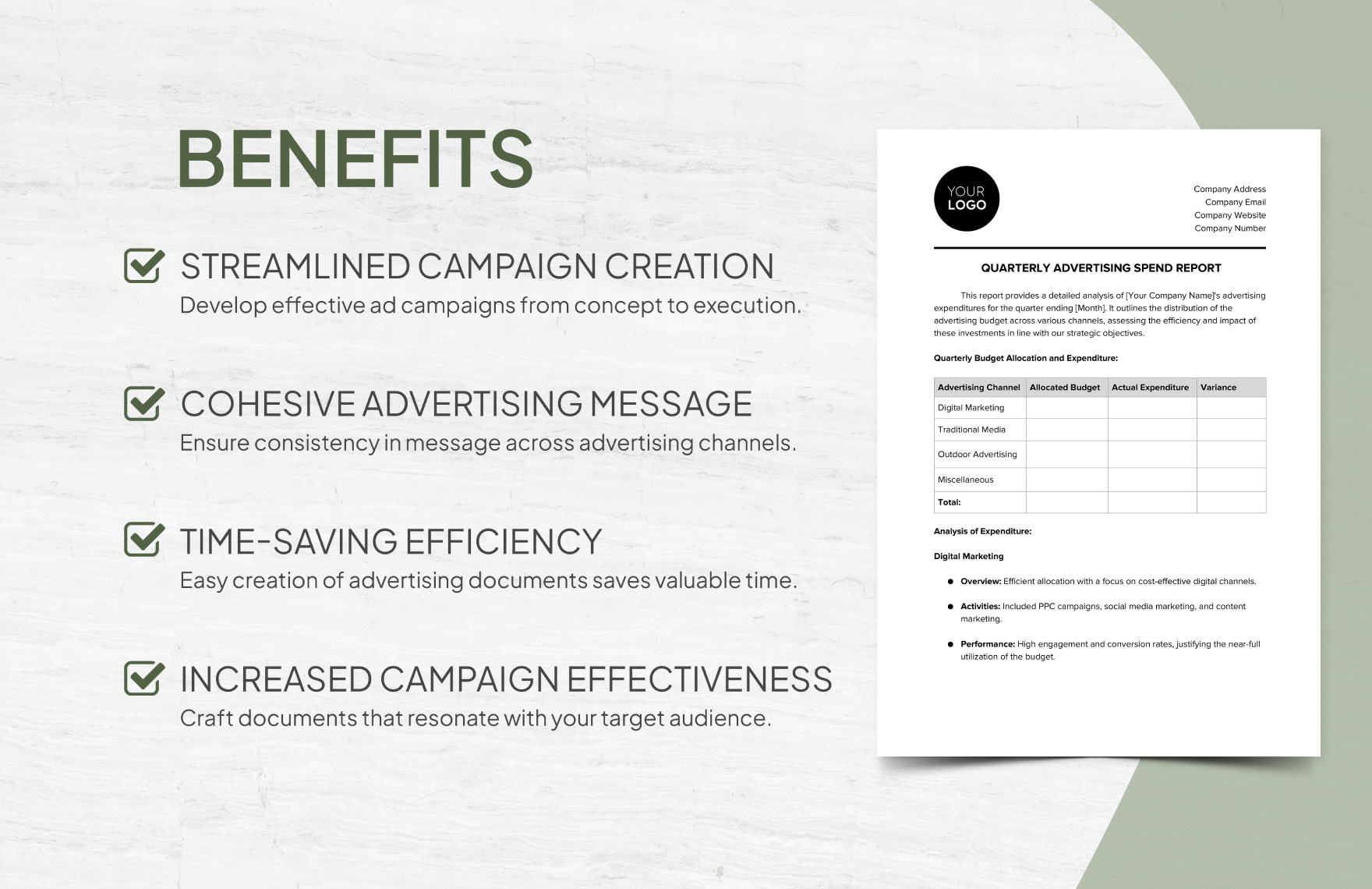 Quarterly Advertising Spend Report Template
