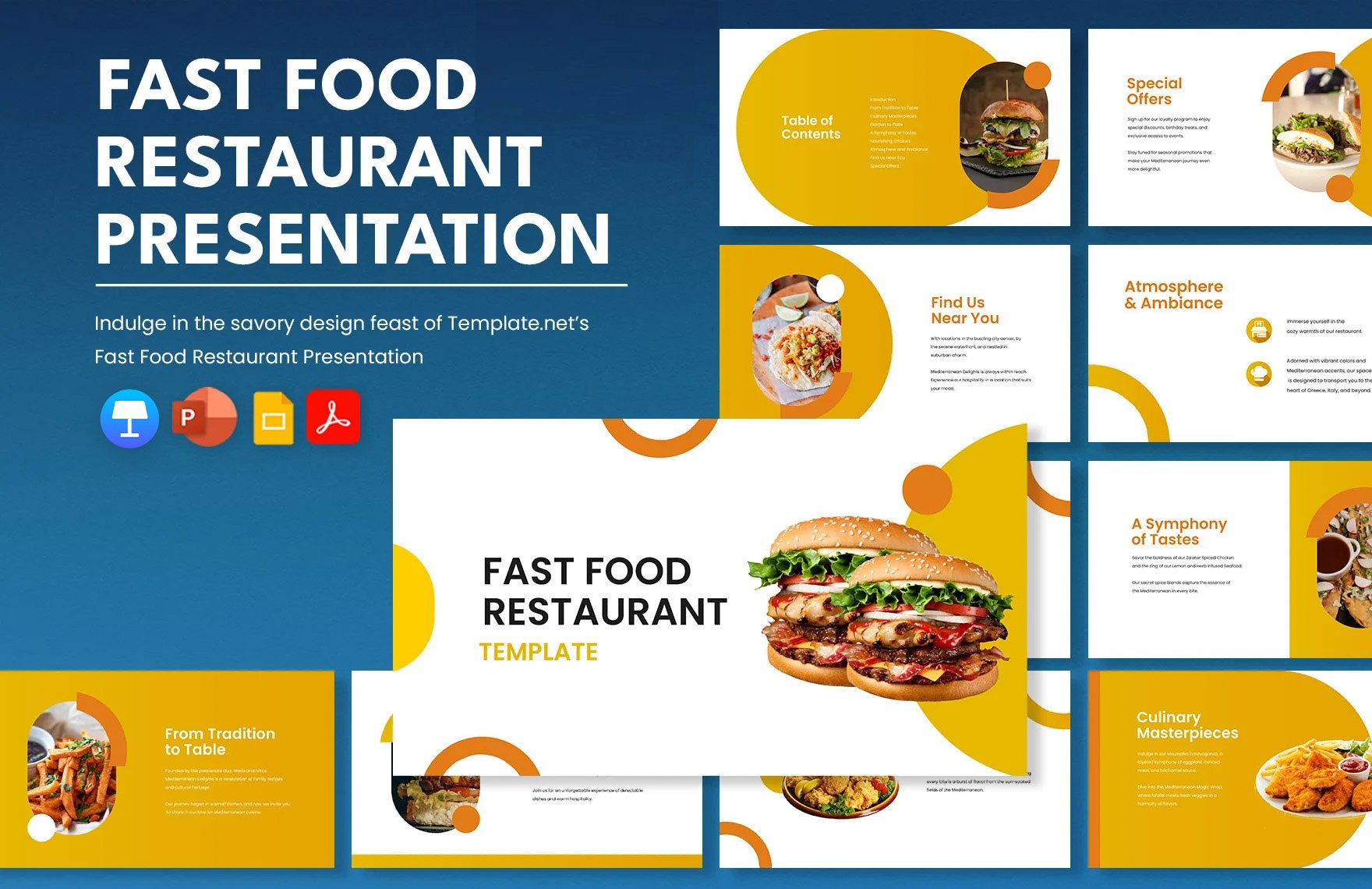 Free Fast Food Restaurant Template in PDF, PowerPoint, Google Slides, Apple Keynote