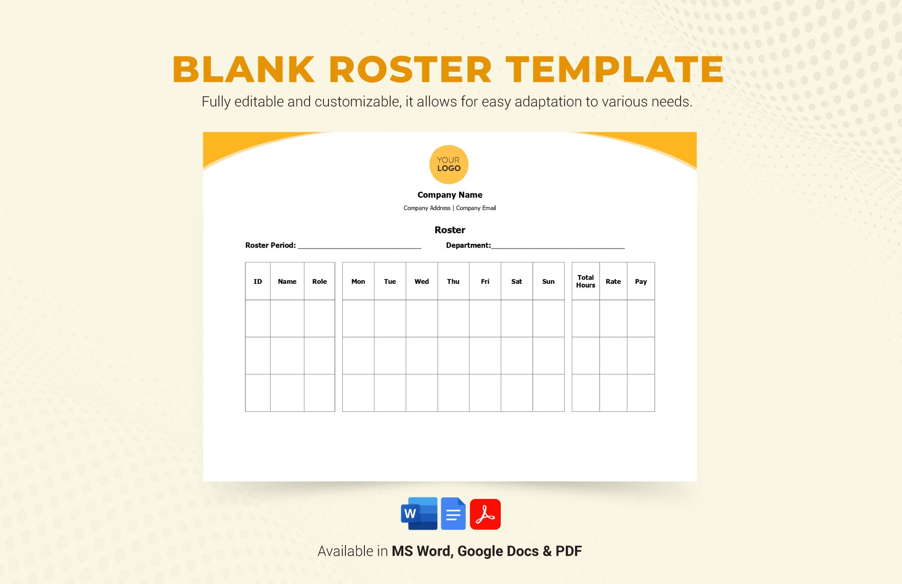 Blank Roster Template