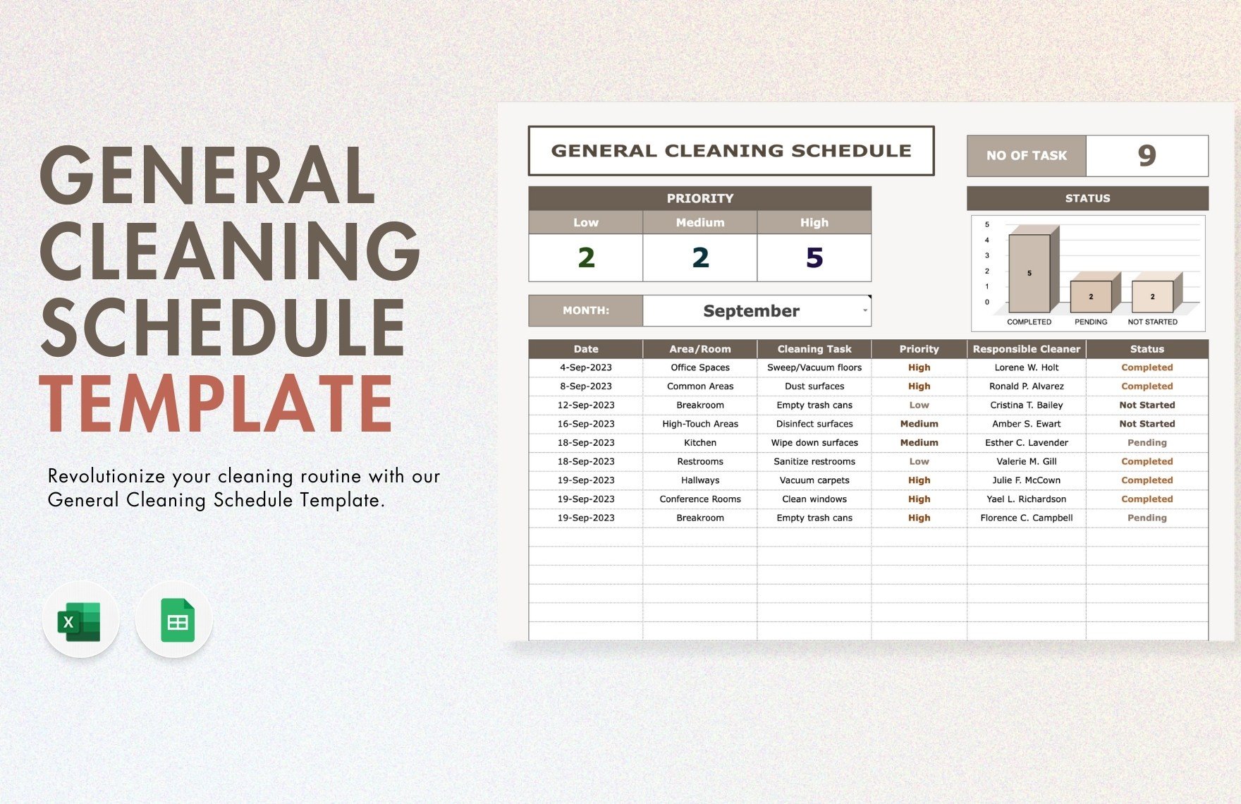 General Cleaning Schedule Template