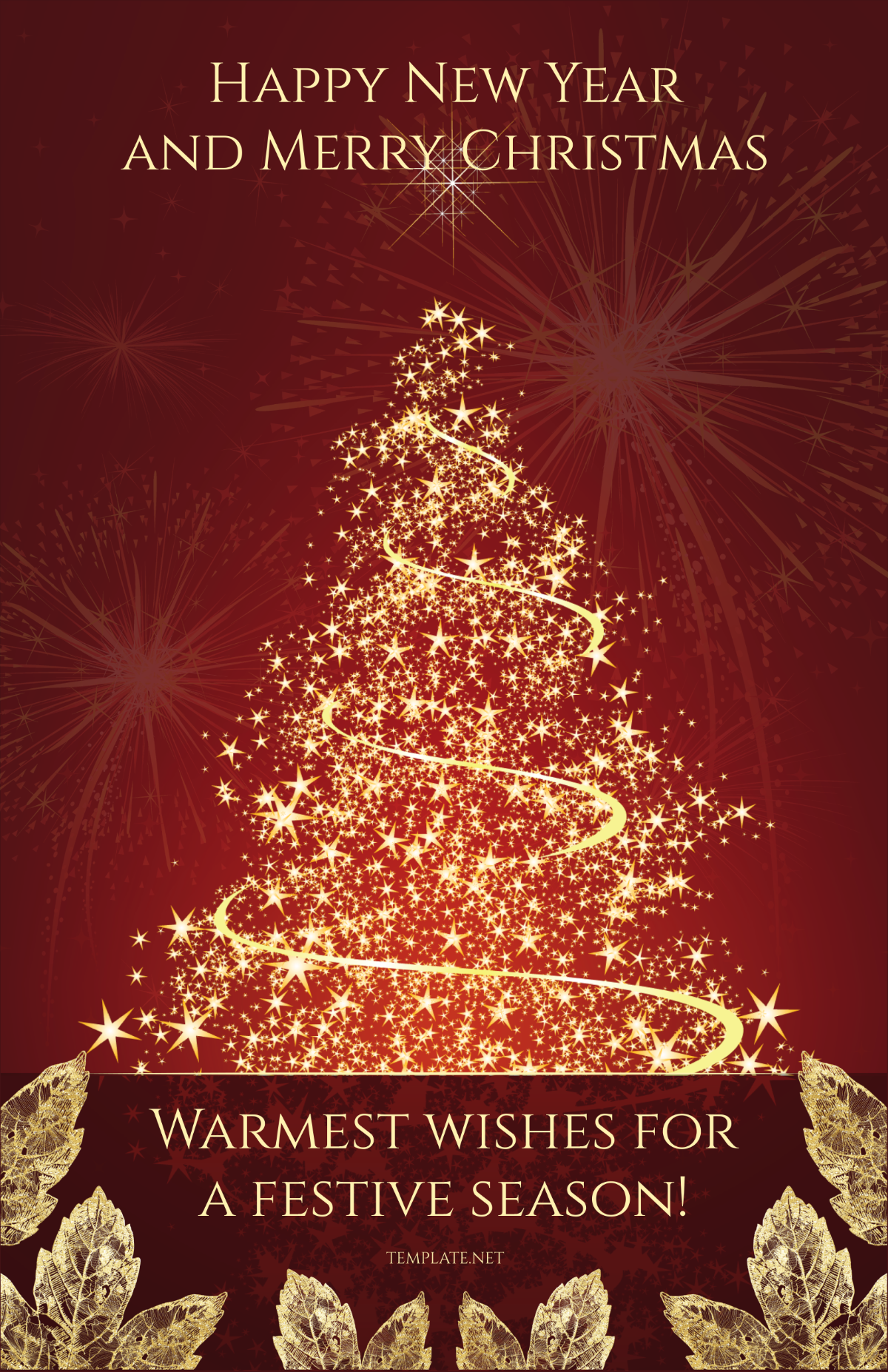 Happy New Year and Merry Christmas Poster Template