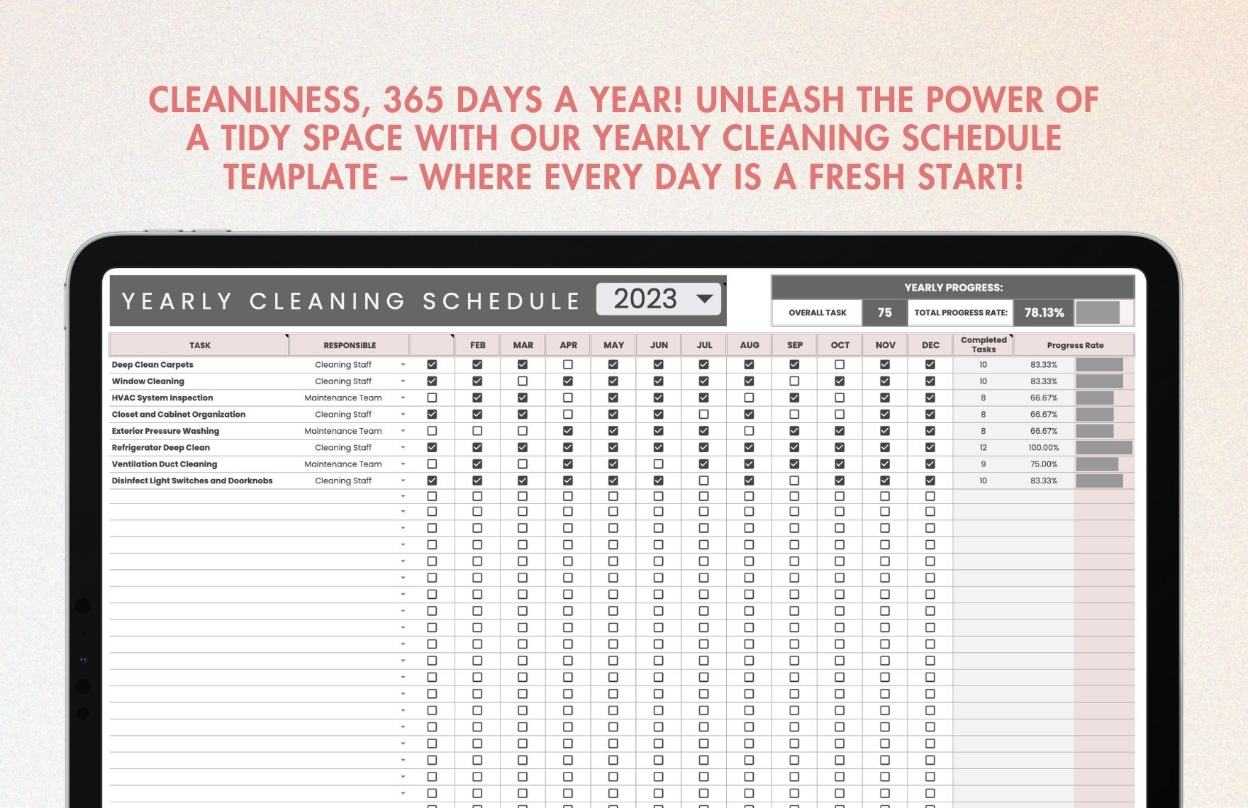 Yearly Cleaning Schedule Template