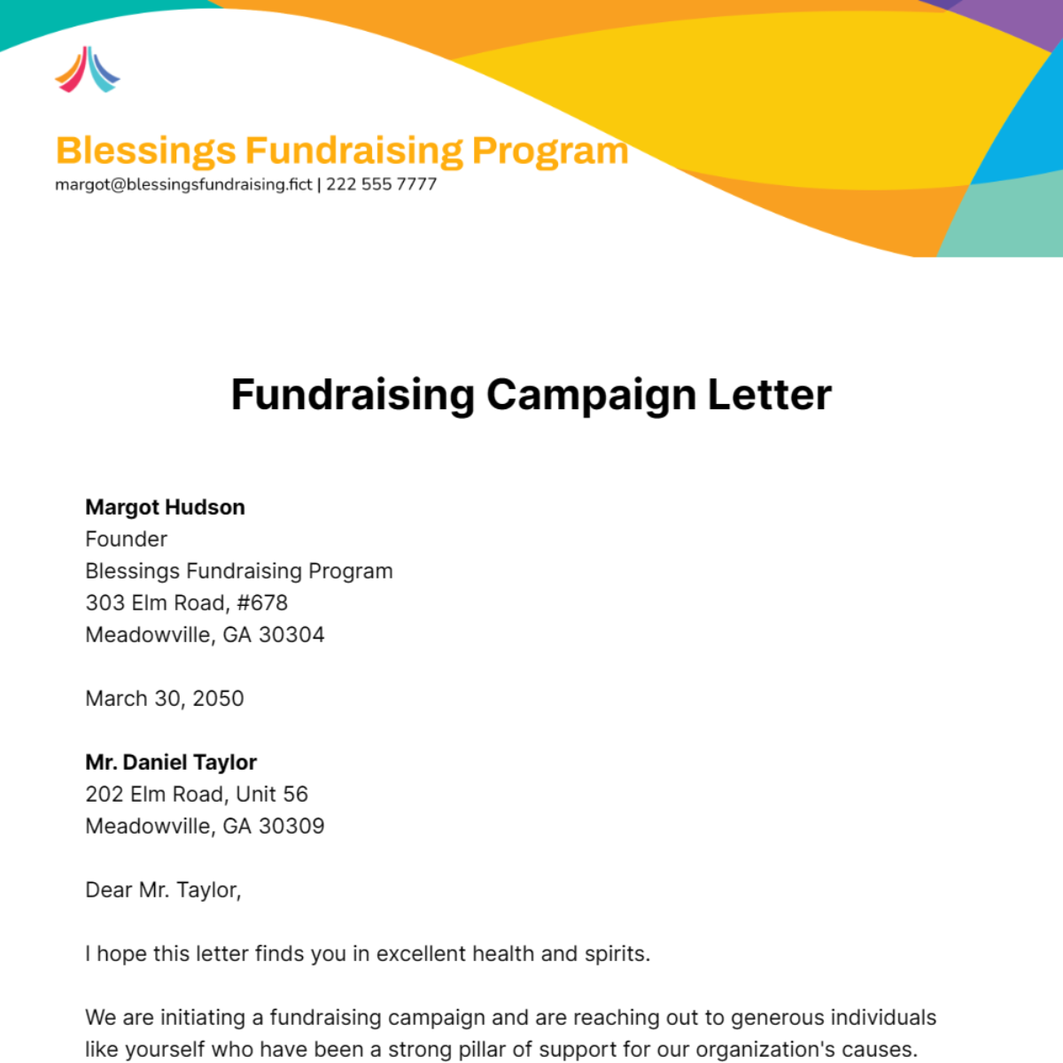 Fundraising Campaign Letter Template