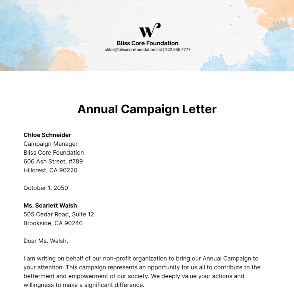 Annual Campaign Letter Template