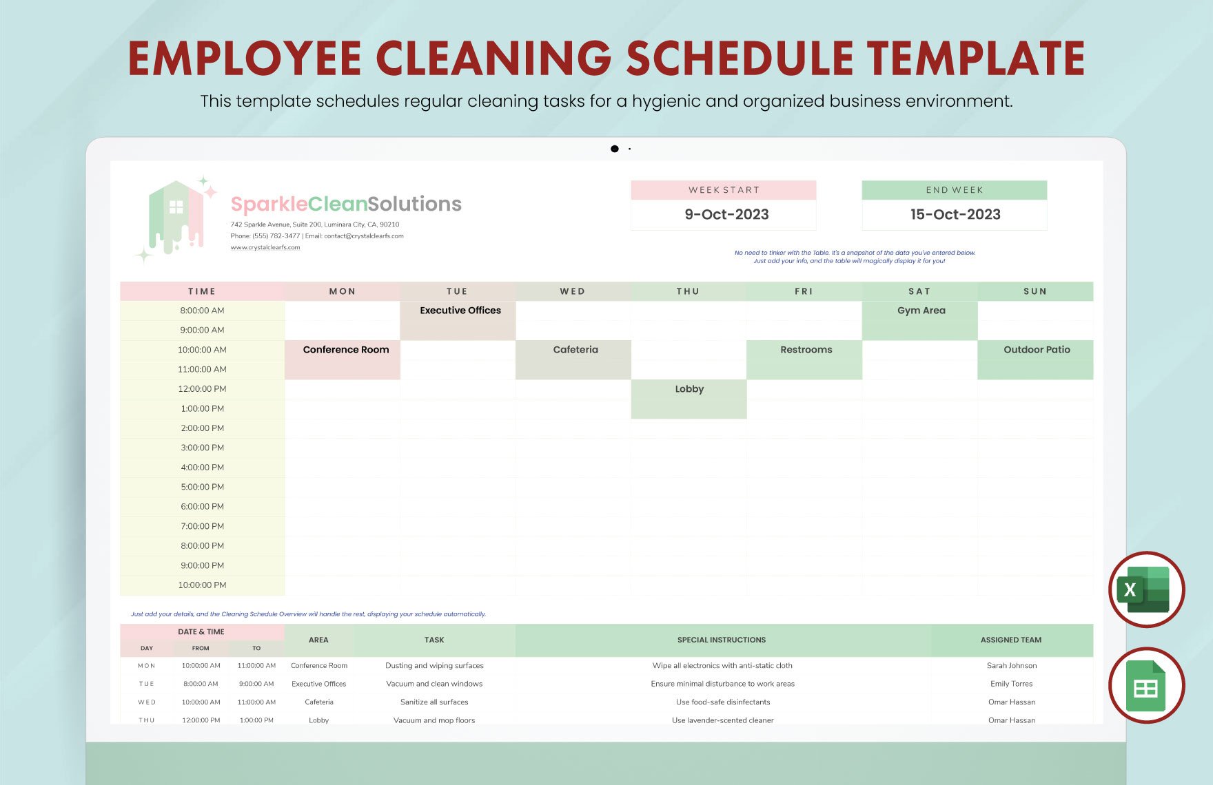 Employee Cleaning Schedule Template