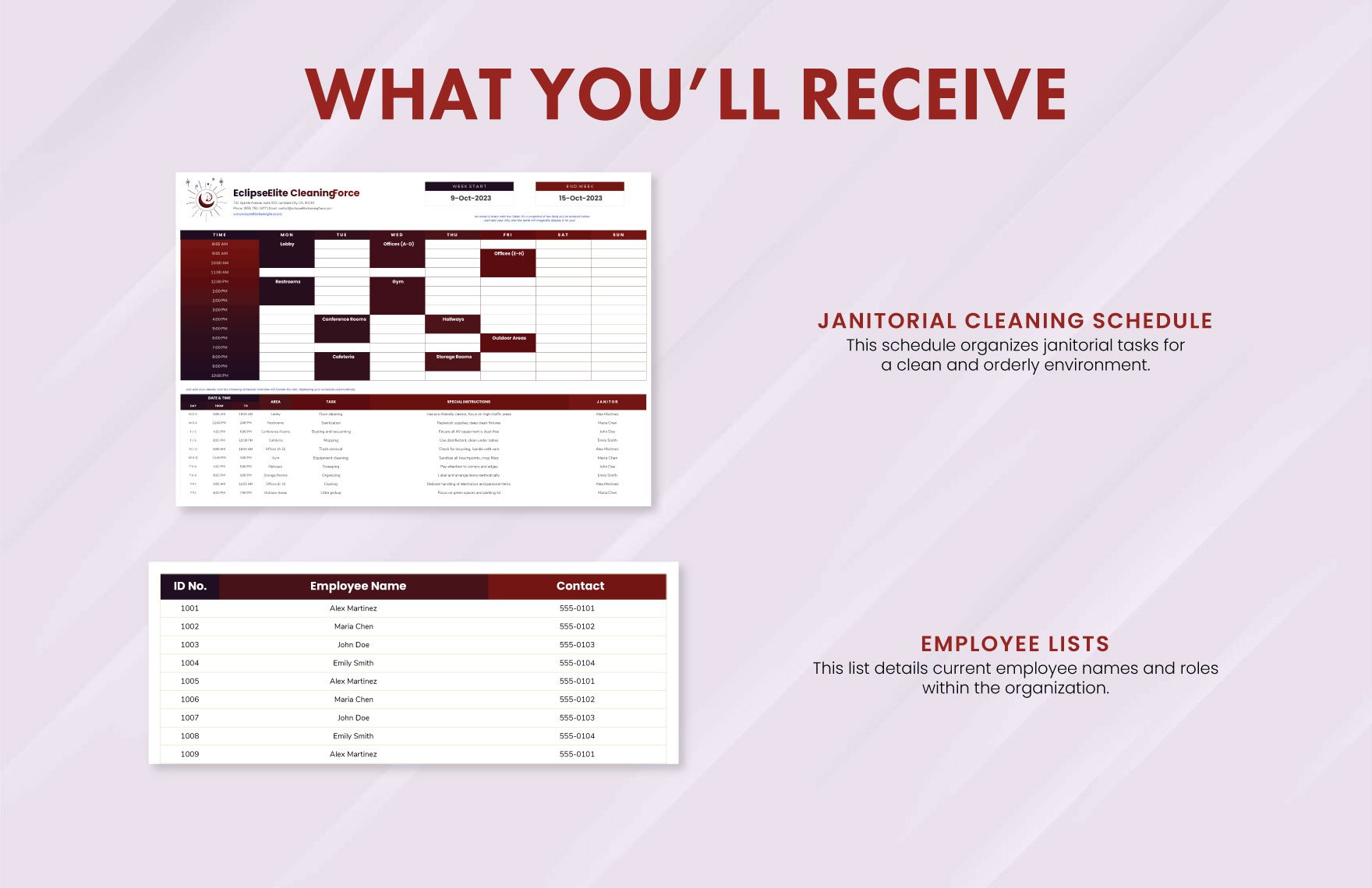Janitorial Cleaning Schedule Template