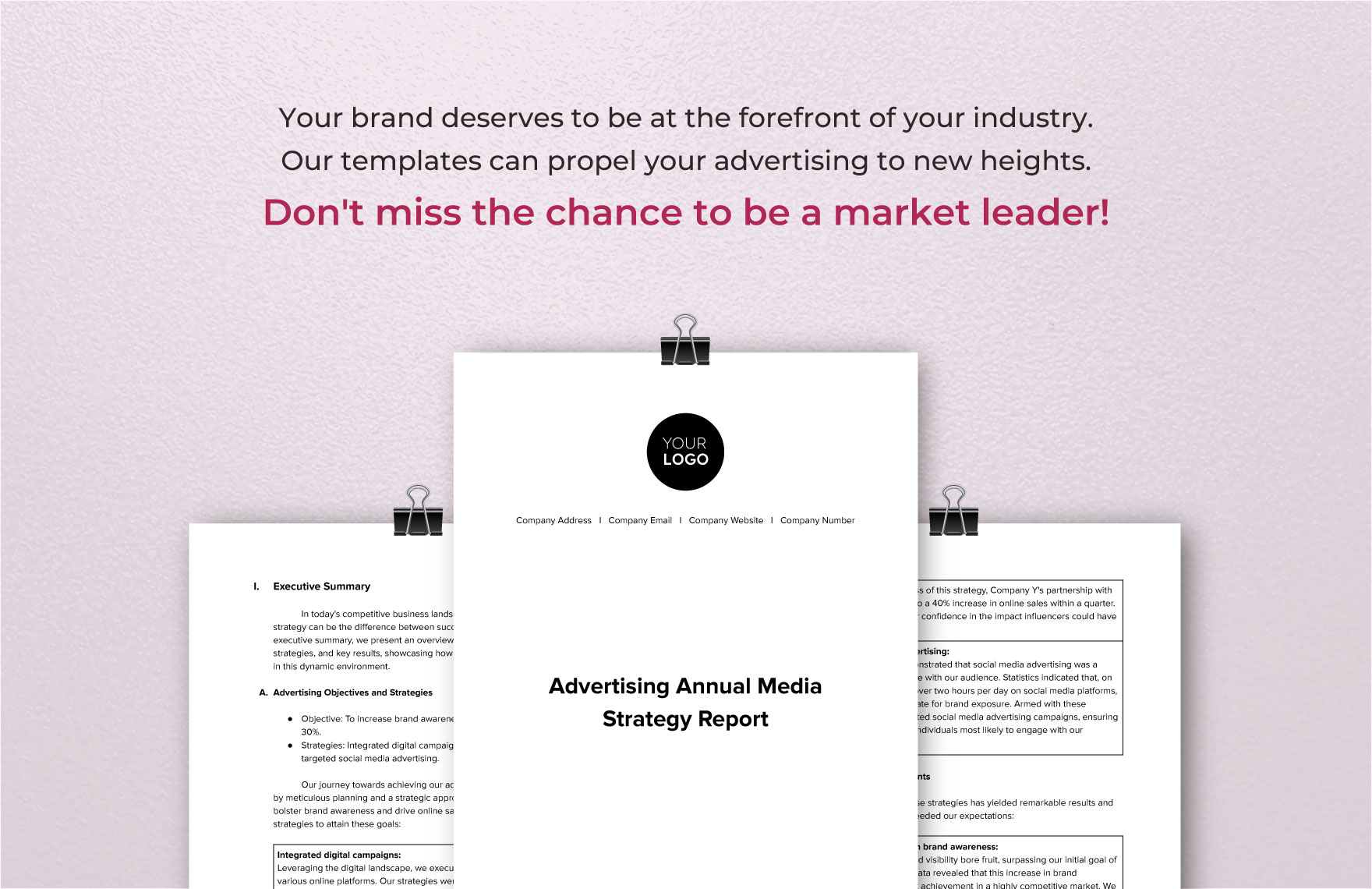 Advertising Annual Media Strategy Report Template