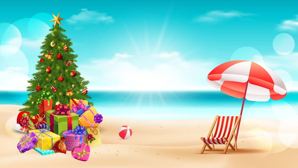 Beach Christmas Background Template