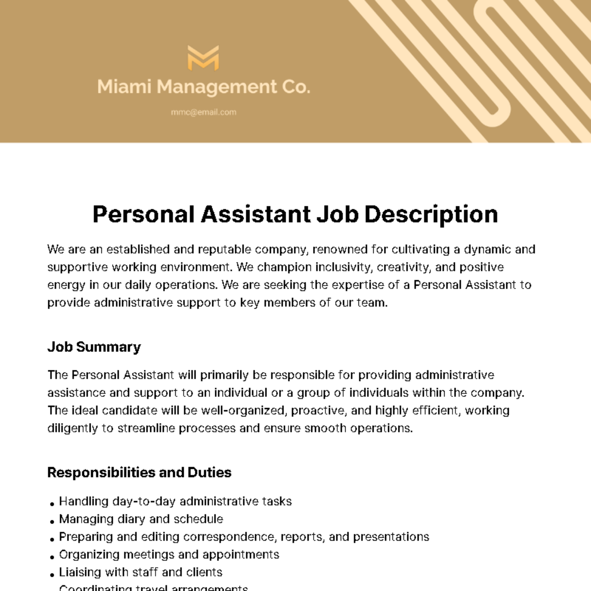 Personal Assistant Job Description Template Edit Online Download   Personal Assistant Job Description Edit Online 